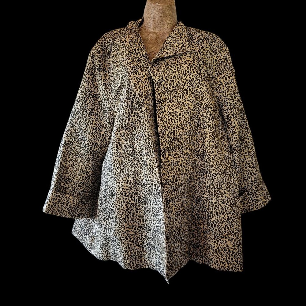 Leopard Print Silk Women's Blazer By Silk Land Loose Fit Size 2X